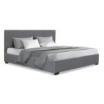 Artiss Bed Frame Queen Size Gas Lift Grey NINO - Image 8