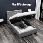 Artiss Bed Frame King Single Size Gas Lift Grey VILA - Image 4
