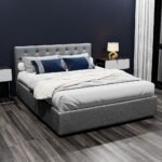Artiss Bed Frame Queen Size Gas Lift Grey VILA - Image 7