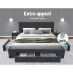 Artiss Bed Frame King Size with 4 Drawers Charcoal AVIO - Image 5