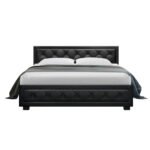 Artiss Bed Frame Queen Size Gas Lift Black TIYO - Image 3