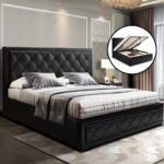 Artiss Bed Frame Queen Size Gas Lift Black TIYO - Image 7