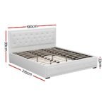 Artiss Bed Frame King Size Gas Lift White TIYO - Image 2