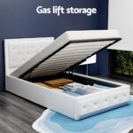 Artiss Bed Frame King Single Size Gas Lift White TIYO - Image 4