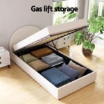 Artiss Bed Frame Gas Lift Strorage Beds Base Platform Boucle Fabric King Single ELLA - Image 5