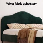 Artiss Bed Frame Queen Size Velvet Dark Green OLAN - Image 4