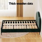 Artiss Bed Frame Queen Size Velvet Dark Green OLAN - Image 5