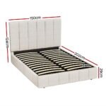 Artiss Bed Frame Double Size Beige TETTE - Image 2