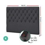 Artiss Bed Head Headboard King Size Fabric - CAPPI Charcoal - Image 2