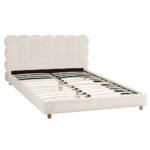 Artiss Double Bed Frame Cloud Headboard Boucle Fabric Mattress Platform Base White - Image 2