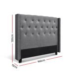 Artiss Bed Head Headboard Queen Size Fabric - LUCA Grey - Image 2