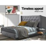 Artiss Bed Head Headboard Queen Size Fabric - LUCA Grey - Image 5