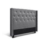 Artiss Bed Head Headboard Queen Size Fabric - LUCA Grey - Image 7