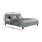 Artiss Bed Frame Queen Size Grey TINO - Image 3