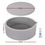 Keezi Kids Ball Pit 90x30cm Ocean Foam Play Pool Barrier Toys Children Grey - Image 2