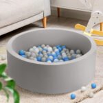 Keezi Kids Ball Pit 90x30cm Ocean Foam Play Pool Barrier Toys Children Grey - Image 8