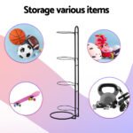 Everfit Ball Storage Rack Sports Equipment Organizer 4-Tier Holder for Garage Gym Black - Image 5