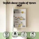 Cefito Bathroom Mirror Cabinet Medicine Shaving Arch Wall Hung 450x900mm White - Image 4
