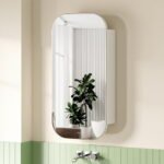Cefito Bathroom Mirror Cabinet Medicine Shaving Arch Wall Hung 450x900mm White - Image 7