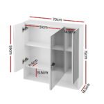 Cefito Bathroom Mirror Cabinet Medicine Adjustable Shelves Wall Hung 700x750mm White - Image 2
