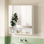 Cefito Bathroom Mirror Cabinet Medicine Adjustable Shelves Wall Hung 700x750mm White - Image 7