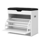 Artiss Shoe Rack Cabinet Bench 3-tier 15 Pairs White - Image 8
