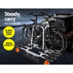 Giantz 4 Bicycle Bike Carrier Rack Car Towbar Hitch Ball Mount Tail light Silver - Image 3