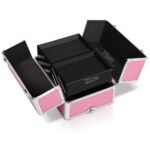 Embellir Makeup Case Beauty Trolley Cosmetic Organiser Box Travel Wheels Pink - Image 3