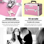 Embellir Makeup Case Beauty Trolley Cosmetic Organiser Box Travel Wheels Pink - Image 4