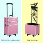 Embellir Makeup Case Beauty Trolley Cosmetic Organiser Box Travel Wheels Pink - Image 5