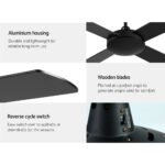 Devanti 52'' Ceiling Fan DC Motor 4 Blades w/Remote - Black - Image 6