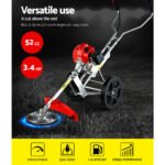 Giantz 52cc Petrol Brush Cutter Whipper Saw Trimmer 2 Stroke 3-in-1 Wheel - Image 5