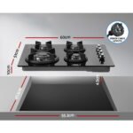 Devanti Gas Cooktop 60cm Stove Hob Black - Image 2