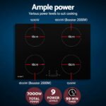 Devanti Electric Induction Cooktop 70cm Ceramic 4 Zones Stove Cook Top Hot Plate 7000W - Image 4