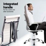 Artiss Computer Desk Office Chair Set PU Leather Wall Mount Foldable Table White - Image 7