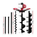 Giantz Post Hole Digger Petrol Motor Drill Extension Auger Bits Kits - Image 2