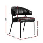 Artiss Dining Chairs Set of 2 Leather Hollow Armchair Black - Image 2