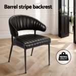 Artiss Dining Chairs Set of 2 Leather Hollow Armchair Black - Image 4