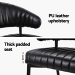 Artiss Dining Chairs Set of 2 Leather Hollow Armchair Black - Image 5