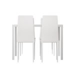 Artiss Dining Chairs and Table Dining Set 4 Chair Set Of 5 White - Image 3