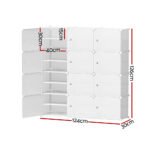 Artiss Shoe Rack DIY 12 Storage Cube Stackable White - Image 4