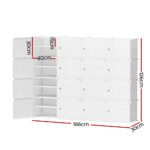 Artiss Shoe Rack DIY 16 Storage Cube Stackable White - Image 4