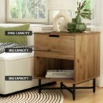 Artiss Bedside Table Drawers Side Table Shelf Storage Nightstand Rust Oak KRAVU - Image 5