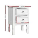 Artiss Bedside Table 2 Drawers - BISSET White - Image 2