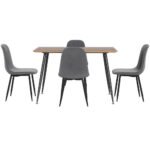 1 Artiss Dining Table and 4 Chairs Set Grey Metal - Image 3