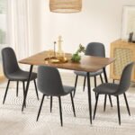 1 Artiss Dining Table and 4 Chairs Set Grey Metal - Image 7