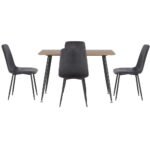 1 Artiss Dining Table and 4 Chairs Set Grey Velvet - Image 3