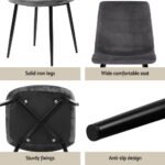 1 Artiss Dining Table and 4 Chairs Set Grey Velvet - Image 6