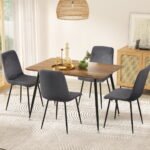 1 Artiss Dining Table and 4 Chairs Set Grey Velvet - Image 7