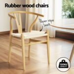 1 Artiss Dining Table and 4 Chairs Set Wishbone Wood - Image 6